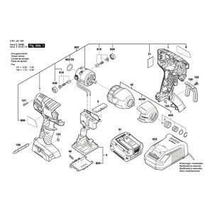 Запчасти для аккумуляторного импульсного гайковерта Bosch GDR 14,4 V-LI 14.4 V 3601JA1400, деталировка 1