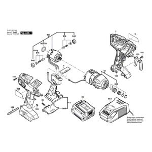 Запчасти для аккумуляторного импульсного гайковерта Bosch GDR 14,4 V-LI MF 14.4 V 3601JA1900, деталировка 1