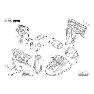 Запчасти для аккумуляторной дрели-шуруповерта Bosch GSR Prodrive 3.6 V 3601JA2000, деталировка 1
