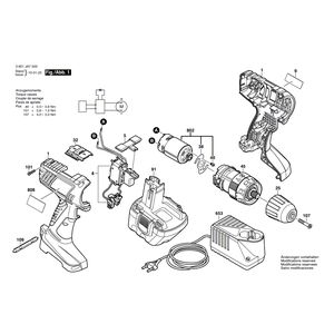Запчасти для аккумуляторной ударной дрели Bosch GSB 12-2 12 V 3601JA7500, деталировка 1