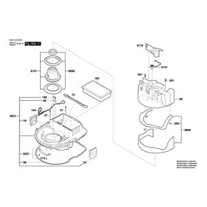 Запчасти для универсального пылесоса Bosch GAS 35 L SFC 230 V 3601JC3000, деталировка 3