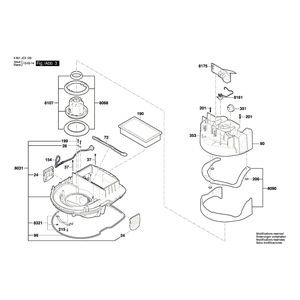 Запчасти для универсального пылесоса Bosch GAS 35 M AFC 230 V 3601JC3100, деталировка 3