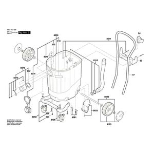 Запчасти для универсального пылесоса Bosch GAS 55 M AFC 230 V 3601JC3300, деталировка 2
