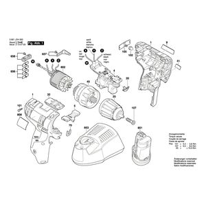 Запчасти для аккумуляторной дрели-шуруповерта Bosch GSR 10,8V-EC TE 10.8 V 3601JD4000, деталировка 1