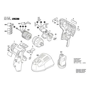 Запчасти для аккумуляторной дрели-шуруповерта Bosch GSR 10,8V-EC HX 10.8 V 3601JD4100, деталировка 1