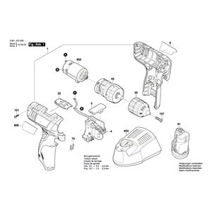 Запчасти для аккумуляторной дрели-шуруповерта Bosch GSR 1080-2-LI 10.8 V 3601JE2001, деталировка 1