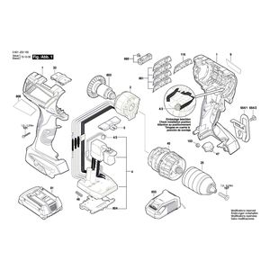 Запчасти для аккумуляторной ударной дрели Bosch GSB 18 V-EC 18 V 3601JE9100, деталировка 1