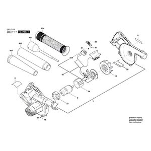 Запчасти для воздуходувки Bosch GBL 18V-120 18 V 3601JF5100, деталировка 1