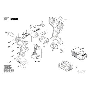 Запчасти для аккумуляторной дрели-шуруповерта Bosch GSR 180-LI 18 V 3601JF8100, деталировка 1