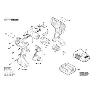 Запчасти для аккумуляторной ударной дрели Bosch GSB 140-LI 14.4 V 3601JF8220, деталировка 1