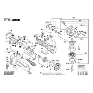 Запчасти для аккумуляторной шлифмашины Bosch GWS 18V-45PSC 18V 3601JG3E00, деталировка 1