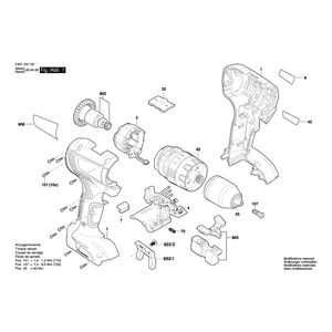 Запчасти для аккумуляторной ударной дрели Bosch GSB 18V-55 18 V 3601JH5300, деталировка 1