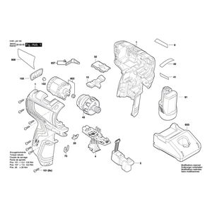 Запчасти для аккумуляторного шуруповерта Bosch GSR 12V-35 HX 12 V 3601JJ9100, деталировка 1