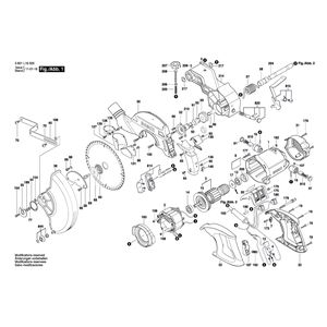 Запчасти для торцевочной тяговой пилы Bosch GCM 8 S 230 V 3601L16000, деталировка 1