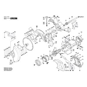 Запчасти для торцевочной тяговой пилы Bosch GCM 800 S 230 V 3601L16100, деталировка 1