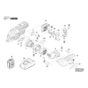 Запчасти для торцевочной пилы Bosch GCM 18V-216 18 V 3601M41000, деталировка 2