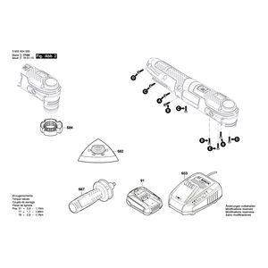 Запчасти для универсального мультиинструмента Bosch AdvancedMulti 18 18 V 3603A04000, деталировка 2