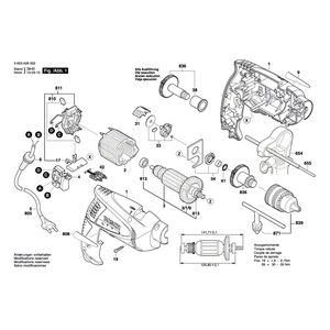 Запчасти для ударной дрели Bosch PSB 530 RE 230 V 3603A26002, деталировка 1