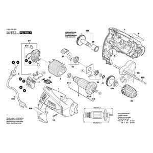 Запчасти для ударной дрели Bosch PSB 530 RA 230 V 3603A26100, деталировка 1