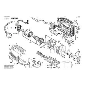 Запчасти для электролобзика Bosch PST 800 PEL 230 V 3603C52100, деталировка 1