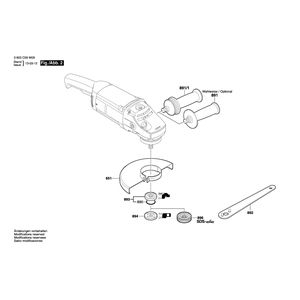 Запчасти для угловой шлифмашины Bosch PWS 1900 230 V 3603C59W06, деталировка 2