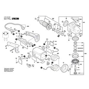 Запчасти для угловой шлифмашины Bosch PWS 1900 230 V 3603C59W08, деталировка 1