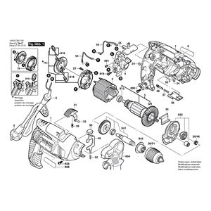 Запчасти для ударной дрели Bosch PSB 650 RA 230 V 3603C85700, деталировка 1