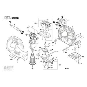 Запчасти для ножовки Bosch PFZ 500 E 230 V 3603C98000, деталировка 1