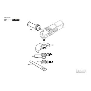 Запчасти для угловой шлифмашины Bosch PWS 600 230 V 3603C99100, деталировка 2