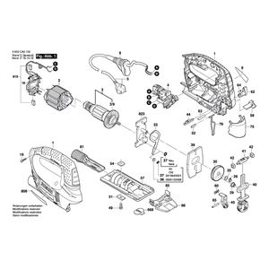 Запчасти для электролобзика Bosch PST 750 PEL 230 V 3603CA0600, деталировка 1