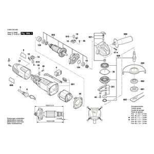Запчасти для угловой шлифмашины Bosch PWS 700-125 230 V 3603CA2001, деталировка 1