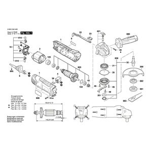 Запчасти для угловой шлифмашины Bosch PWS 750-115 230 V 3603CA2400, деталировка 1