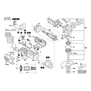Запчасти для угловой шлифмашины Bosch PWS 1000-125 CE 230 V 3603CA2800, деталировка 1