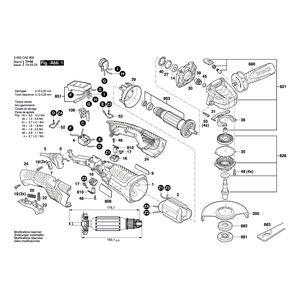 Запчасти для угловой шлифмашины Bosch PWS 1300-125 CE 230 V 3603CA2900, деталировка 1
