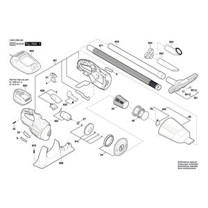 Запчасти для аккумуляторного пылесоса Bosch PAS 18 LI 18 V 3603CB9000, деталировка 1