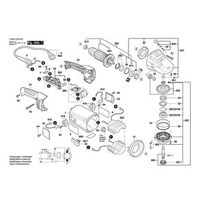 Запчасти для угловой шлифмашины Bosch PWS 2000-230JE 230 V 3603CC6001, деталировка 1