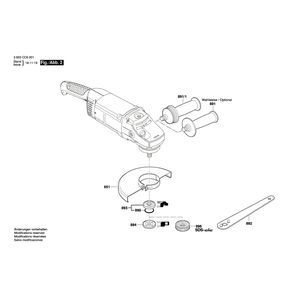 Запчасти для угловой шлифмашины Bosch PWS 2000-230JE 230 V 3603CC6001, деталировка 2