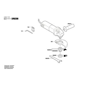Запчасти для угловой шлифмашины Bosch PWS 650 230 V 3603D11000, деталировка 2