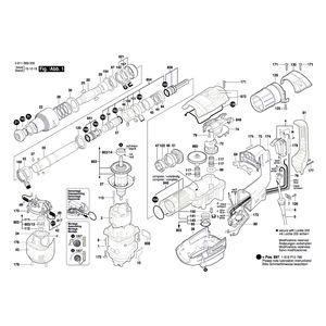 Запчасти для перфоратора Bosch 220 V 3611B69020, деталировка 1