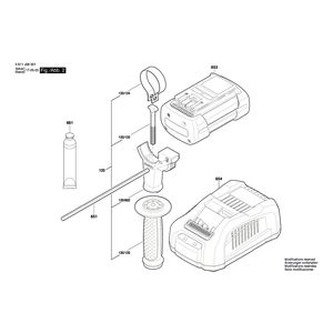 Запчасти для аккумуляторного отбойного молотка Bosch GBH 36 V-LI Plus 36 V 3611J06001, деталировка 2