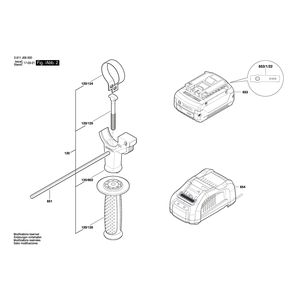 Запчасти для аккумуляторного отбойного молотка Bosch GBH 18V-26 18 V 3611J09000, деталировка 2