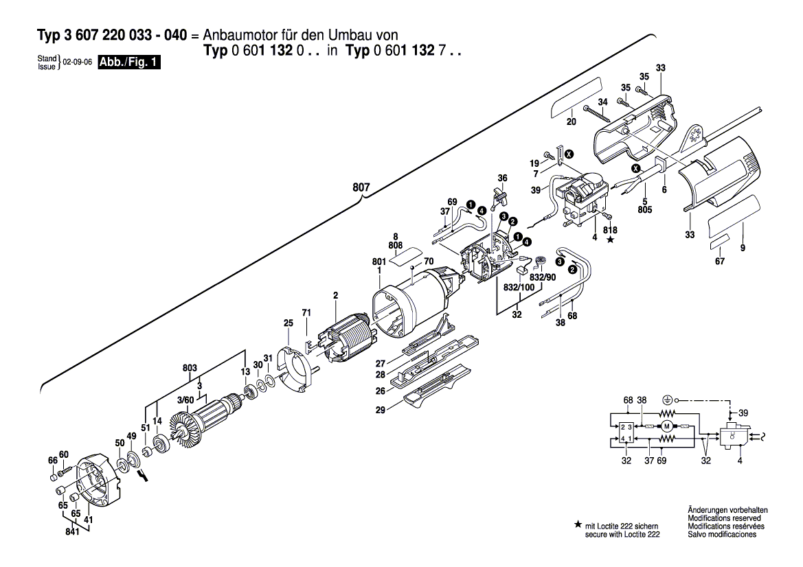Запчасти для угловаой дрели Bosch GWB 10 230 V 0601132003, деталировка 2 - цена в Москве, купить оригинальные запчасти Бош в интернет-магазине «Премиум инструмент»