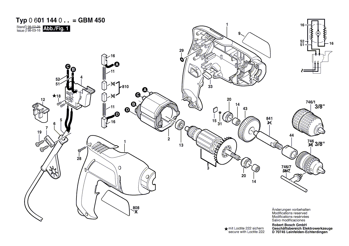 Дрель GBM 450 230 V 0601144065