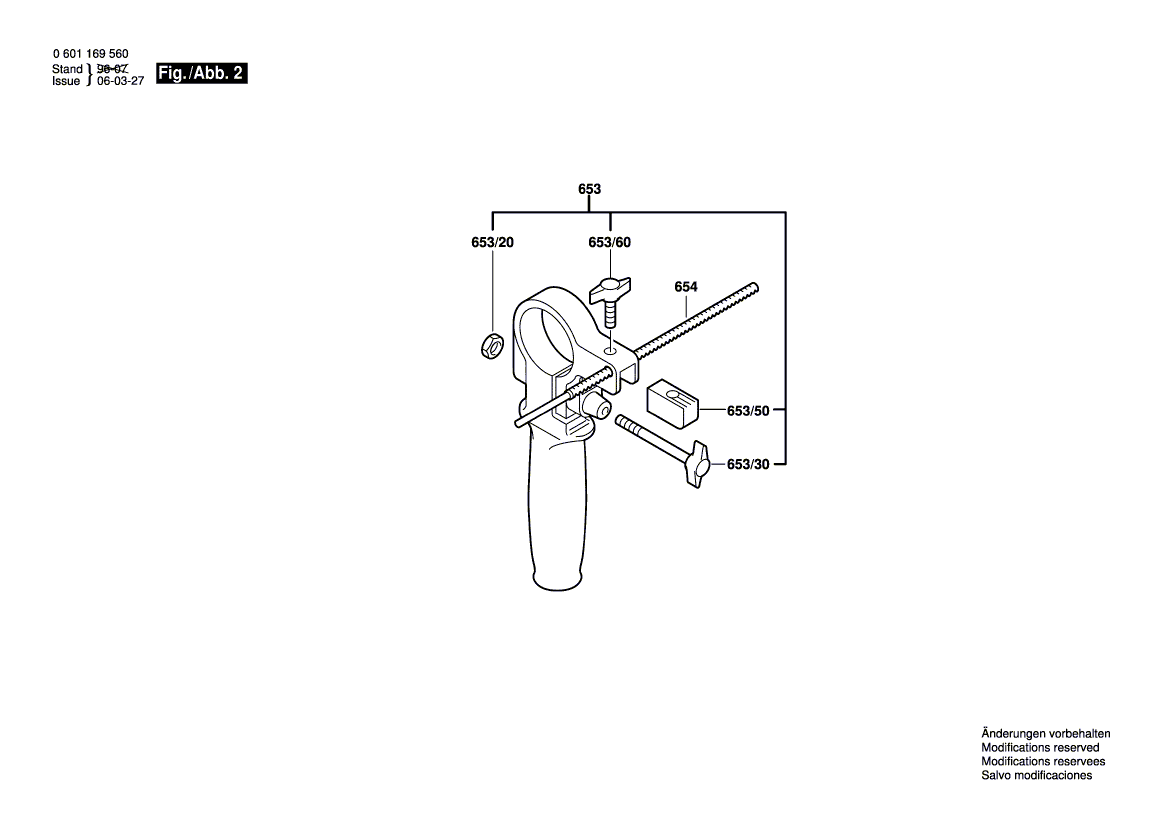 Запчасти для дрели Bosch GBM 13-2 RE 230 V 0601169560, деталировка 2 - цена в Москве, купить оригинальные запчасти Бош в интернет-магазине «Премиум инструмент»