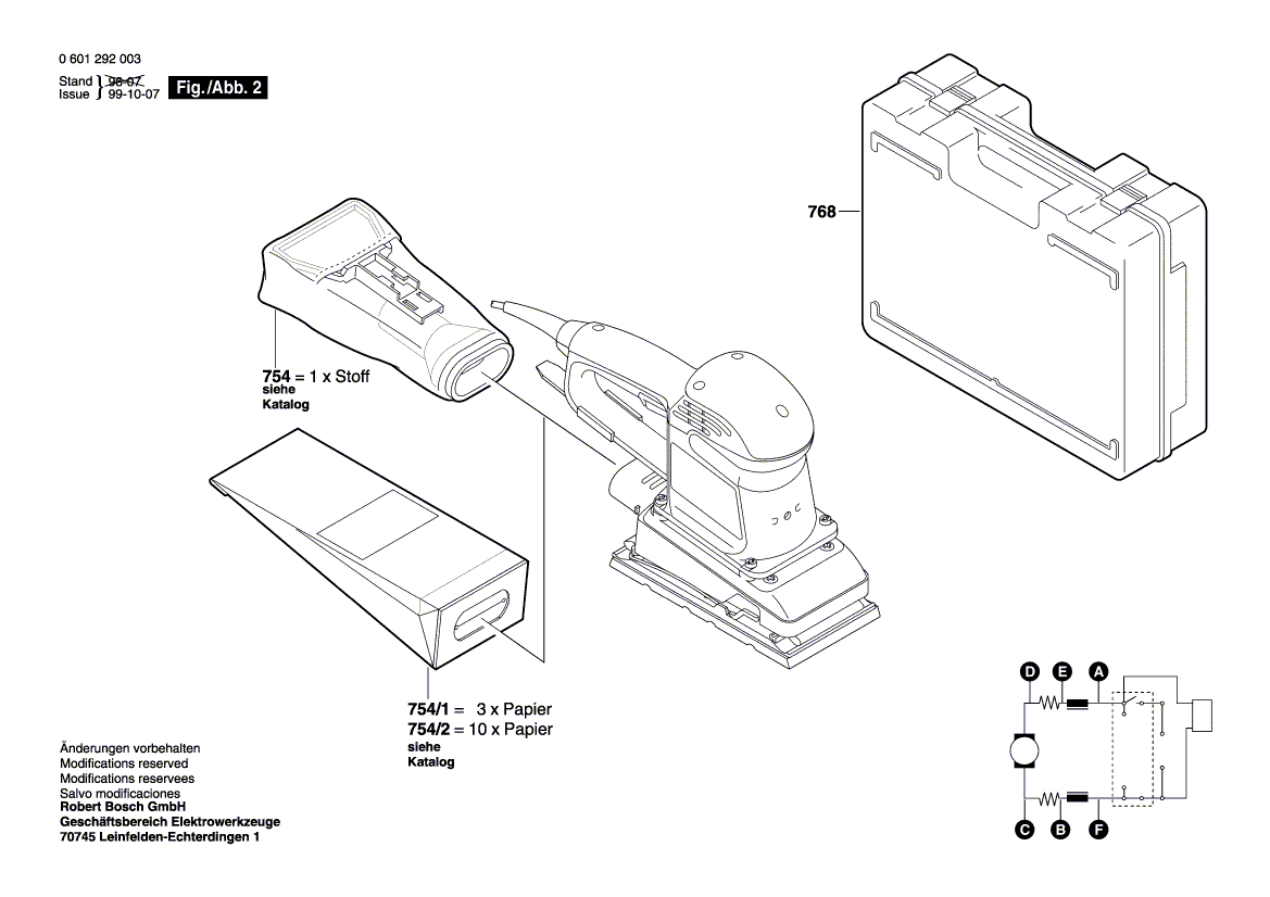 Запчасти для вибрационной шлифовальной машины Bosch GSS 230 A 230 V 0601292003, деталировка 2 - цена в Москве, купить оригинальные запчасти Бош в интернет-магазине «Премиум инструмент»