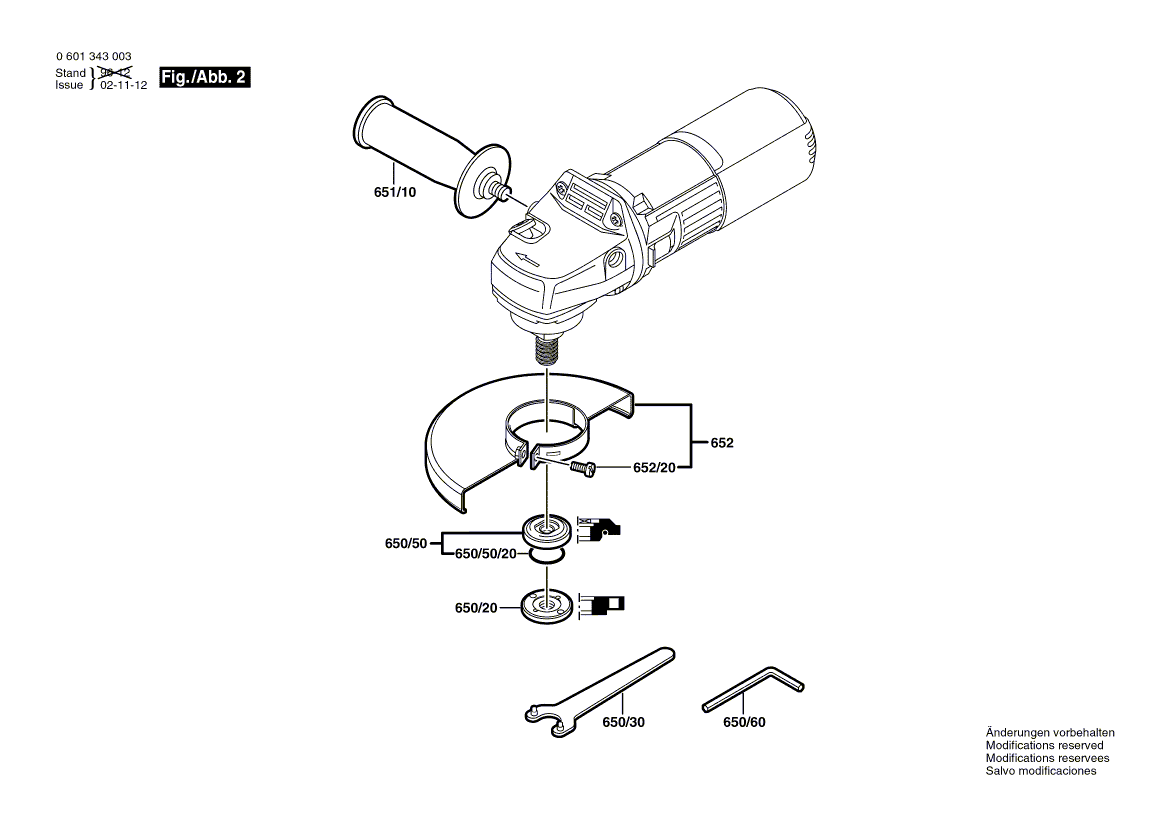 Запчасти для угловой шлифмашины Bosch GWS 9-125 CS 230 V 0601343003, деталировка 2 - цена в Москве, купить оригинальные запчасти Бош в интернет-магазине «Премиум инструмент»