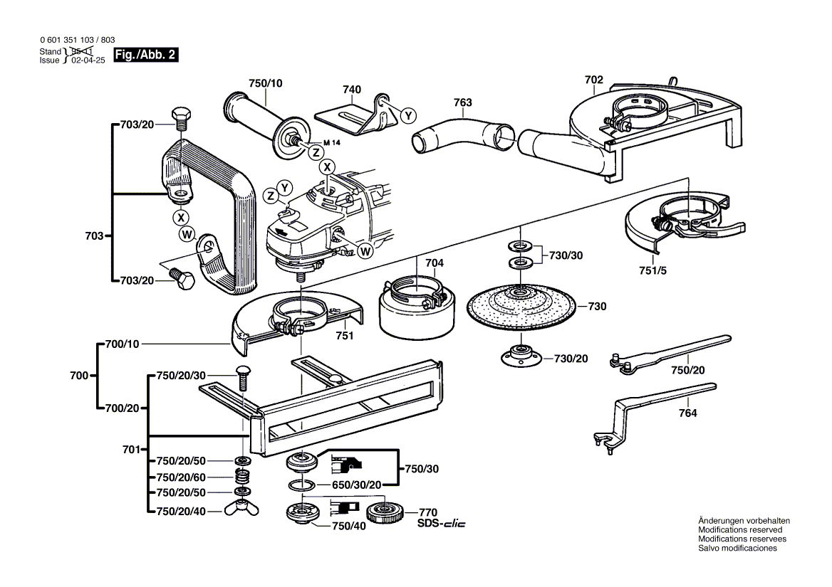 Запчасти для угловой шлифмашины Bosch GWS 19-180 230 V 0601351103, деталировка 2 - цена в Москве, купить оригинальные запчасти Бош в интернет-магазине «Премиум инструмент»