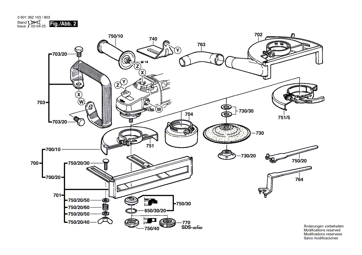 Запчасти для угловой шлифмашины Bosch GWS 24-230 230 V 0601362803, деталировка 2 - цена в Москве, купить оригинальные запчасти Бош в интернет-магазине «Премиум инструмент»
