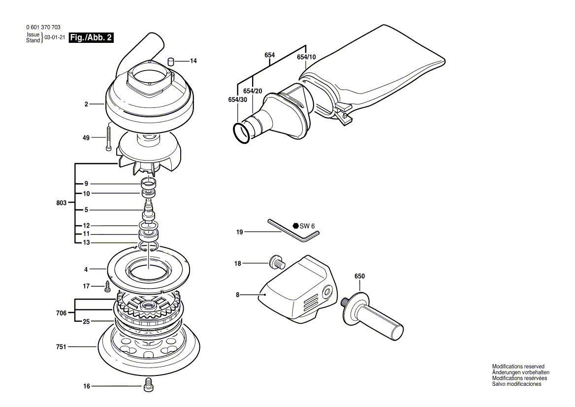 Запчасти для эксцентриковой шлифмашины Bosch GEX 150 ACE 220 V 0601370703, деталировка 2 - цена в Москве, купить оригинальные запчасти Бош в интернет-магазине «Премиум инструмент»
