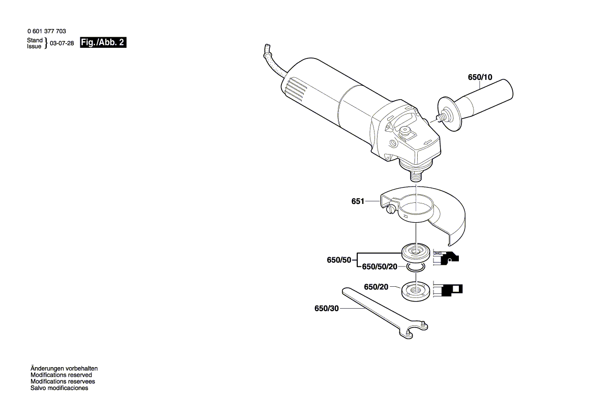 Запчасти для угловой шлифмашины Bosch GWS 8-125 CE 230 V 0601378903, деталировка 2 - цена в Москве, купить оригинальные запчасти Бош в интернет-магазине «Премиум инструмент»